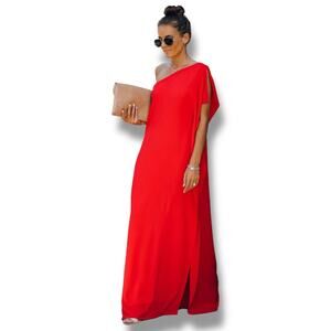 Vici Red One-Shoulder Maxi Dress